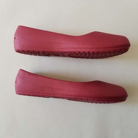 Crocs Red Ballet Flats Rubber Slip-On Shoe  size 9 - Picture 7 of 10